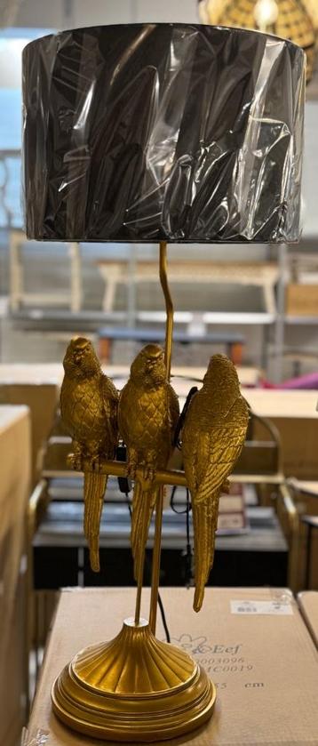 Tafellamp Papegaaien goud met zwarte kap 79 cm beschikbaar voor biedingen