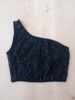 zwarte top, topje, hemd, hemdje, 1 mouw glitter, pailletten, Ophalen of Verzenden, Zo goed als nieuw, Meisje, Shirt of Longsleeve