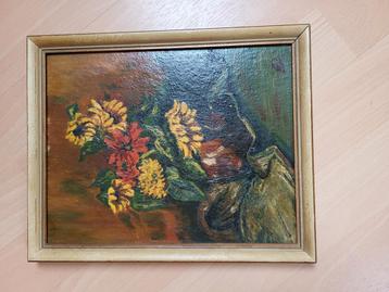 Oud Schilderij - Bloemen in Vaas beschikbaar voor biedingen