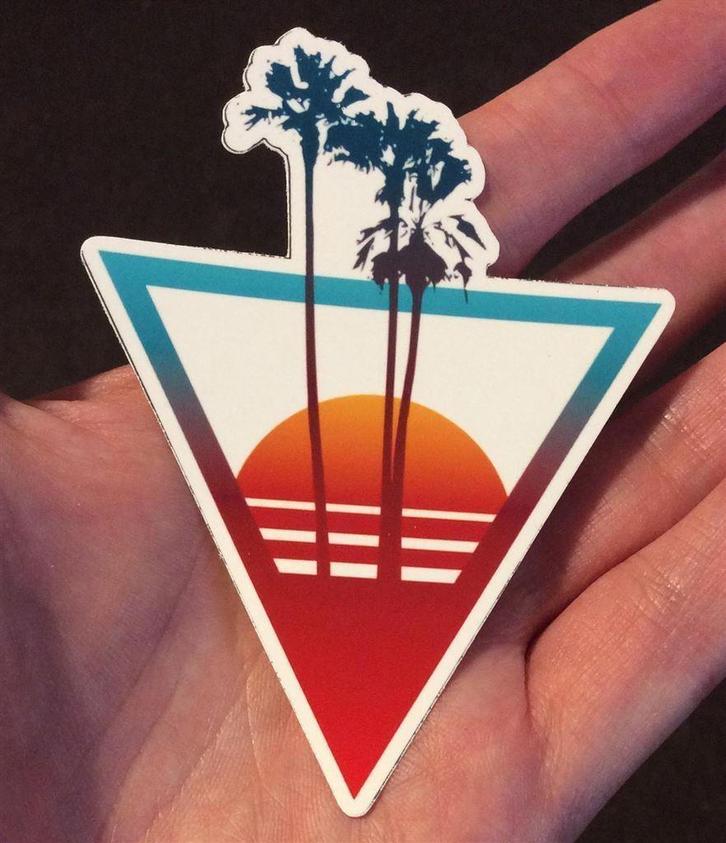 Synthwave Sun Palmboom Outrun Retro Vinyl Sticker, Verzamelen, Stickers, Nieuw, Bedrijf of Vereniging, Ophalen of Verzenden