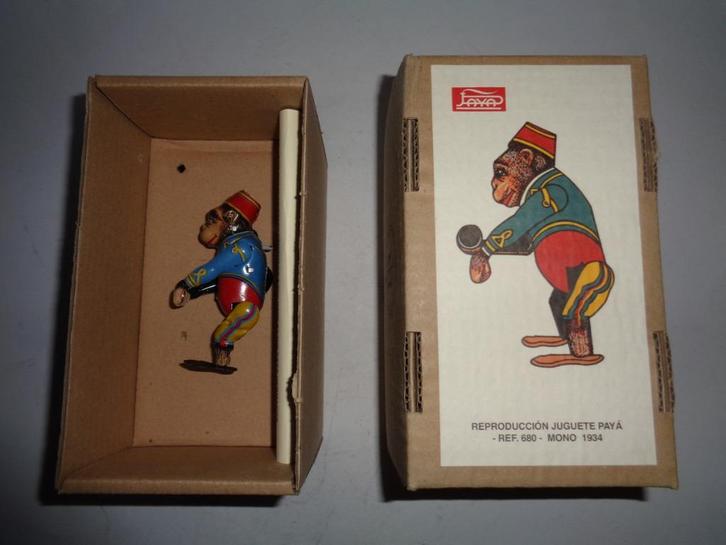 Oude blikken Paya Aap in Box, Mono 1934, repro, jaren'90s, Verzamelen, Speelgoed, Zo goed als nieuw, Ophalen of Verzenden
