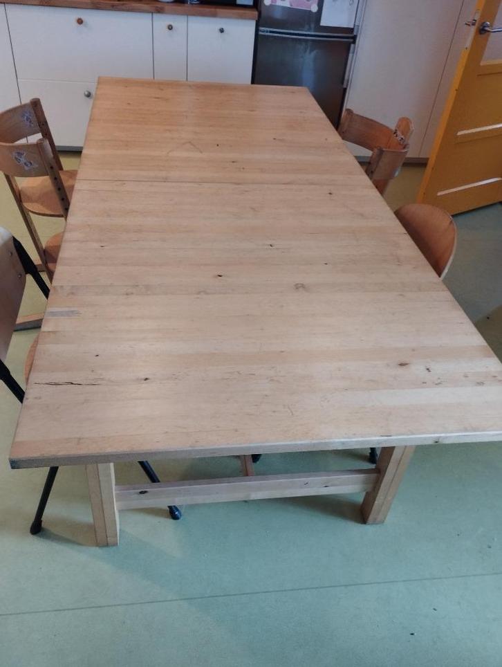 Eettafel ikea uitschuifbaar hout, Huis en Inrichting, Tafels | Eettafels, Gebruikt, 50 tot 100 cm, 200 cm of meer, Vijf personen of meer