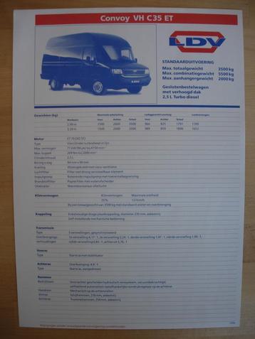 LDV Convoy Technische Specificatie Brochure 1996 beschikbaar voor biedingen