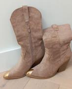 Suède laarsjes met gouddetail mt 36, Ophalen of Verzenden, Zo goed als nieuw, Beige, Lage of Enkellaarzen