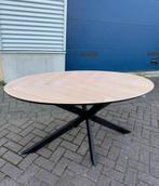 Ovale licht eiken visgraat eettafel 150 x 80 cm, Ophalen, 100 tot 150 cm, Vijf personen of meer, Ovaal