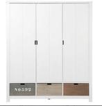 Witte Houten Kledingkast met Lades 3 deurs Bopita Basic Wood, Gebruikt, 150 tot 200 cm, Ophalen of Verzenden, Met lade(s)