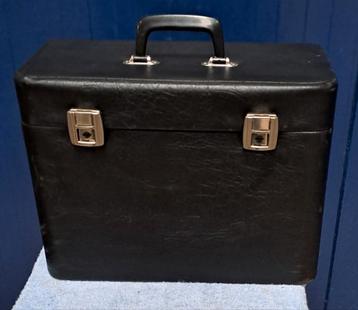 Vintage zwart leren archiefkoffer / platenkoffer beschikbaar voor biedingen
