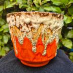 Prachtige West-Germany fat lava oranje bloempot uit de 70's, Ophalen of Verzenden