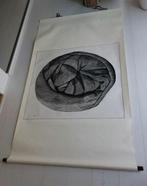 Grote scroll Abstract "zwarte soaken bol" gesigneerd, Ophalen