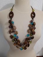 Ketting met hout, blauw en geel, Ophalen of Verzenden, Zo goed als nieuw, Overige materialen