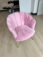 Velvet roze schelpen stoel met gouden poten, Ophalen of Verzenden, Zo goed als nieuw, Overige kleuren, Eén