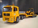 Bruder MAN TGA met Fliegl dieplader en CAT compact shovel, Ophalen of Verzenden, Zo goed als nieuw