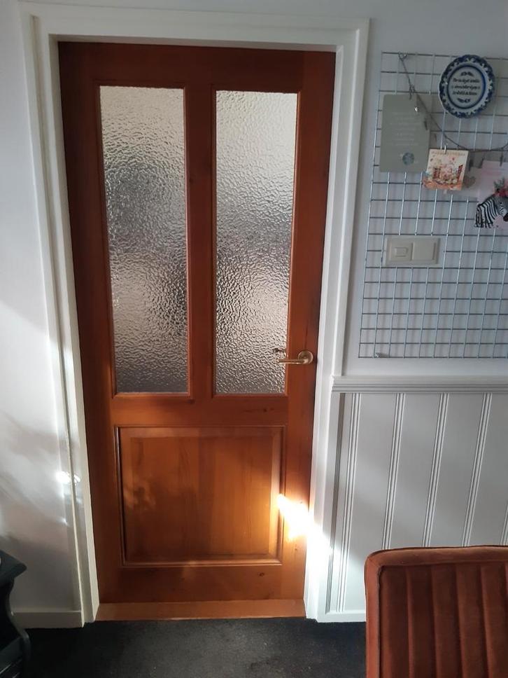 Opdek deuren, Doe-het-zelf en Verbouw, Deuren en Horren, Zo goed als nieuw, Binnendeur, 200 tot 215 cm, 80 tot 100 cm, Glas, Hout