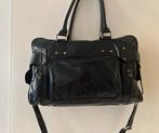 Manfield zwarte leren tas ., Ophalen of Verzenden, Zo goed als nieuw, Zwart, Handtas