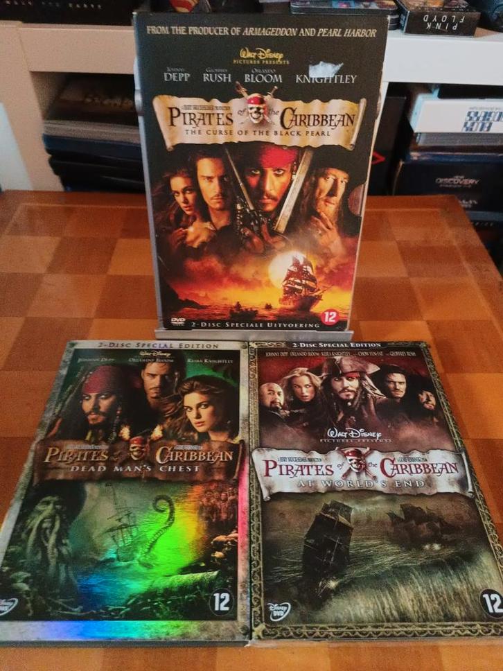 Pirates of the Caribbean Trilogy Dvd NL ZGAN+ GRATIS Deel 4, Cd's en Dvd's, Dvd's | Avontuur, Zo goed als nieuw, Boxset, Vanaf 12 jaar