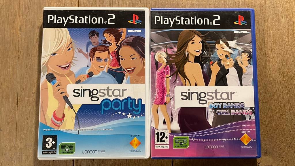 Singstar Boybands vs Girlbands + Singstar Party, Spelcomputers en Games, Games | Sony PlayStation 2, Gebruikt, Muziek, 3 spelers of meer