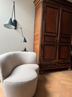 Hippe Beige Woood fauteuil, Huis en Inrichting, Fauteuils, Ophalen, Zo goed als nieuw, 75 tot 100 cm, 50 tot 75 cm