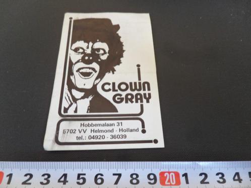 sticker Helmond Clown GRAY Hobbemalaan 31, Verzamelen, Stickers, Zo goed als nieuw, Bedrijf of Vereniging, Ophalen