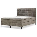boxspring velours stof taupe 200x100cm Direct leverbaar, Ophalen, 180 cm, 200 cm, Nieuw