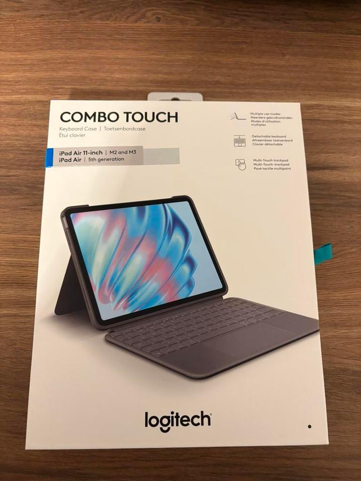 Logitech Combo Touch Ipad hoes + toetsenbord 11 inch air, Computers en Software, Tablet-hoezen, Nieuw, Bescherming voor- en achterkant