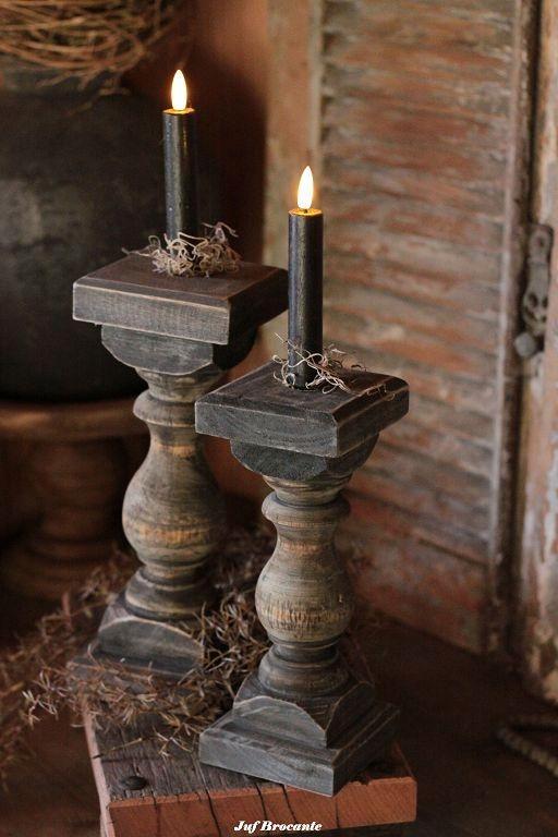 Set baluster kandelaren sober, vintage brown of black, Huis en Inrichting, Woonaccessoires | Overige, Nieuw, Ophalen of Verzenden