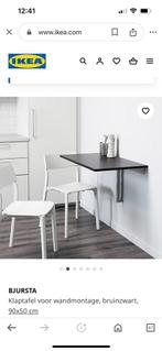 IKEA klaptafel wandtafel donkerbruin met kruk MOET WEG, Huis en Inrichting, Tafels | Eettafels, Gebruikt, Rechthoekig, Ophalen