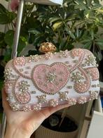 Tas met steentjes clutch purse bag in roze kleur, Verzenden, Zo goed als nieuw, Roze, Handtas