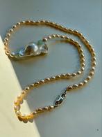 Zoetwater parelcollier, Sieraden, Tassen en Uiterlijk, Kettingen, Ophalen of Verzenden, Zo goed als nieuw, Zilver, Met edelsteen