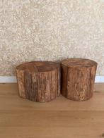 2 X Goossens boomstam bijzettafels, Ophalen, Minder dan 45 cm, Minder dan 55 cm, Rond