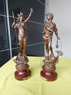 2 Bronzen Antieke beelden, Ophalen of Verzenden