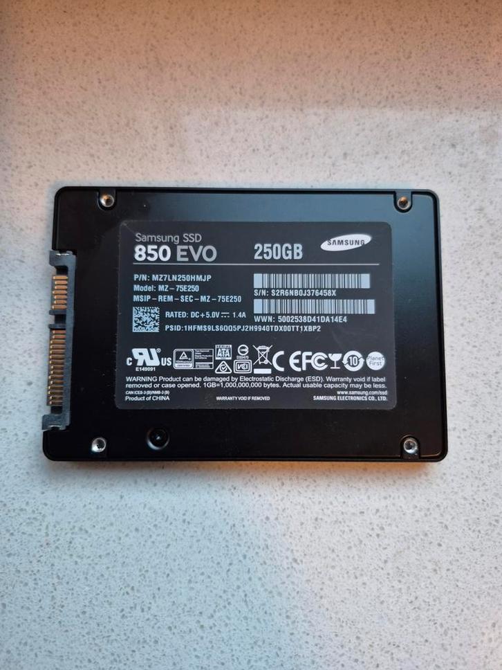 Samsung 850 EVO SSD - Gebruikt, Computers en Software, Harde schijven, Gebruikt, Desktop, Intern, SSD, SATA, Ophalen of Verzenden