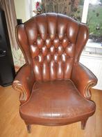 oorfauteuil donkerbruin Vintage, Ophalen, Gebruikt, Vintage, Chesterfield ontwerp, Minder dan 75 cm