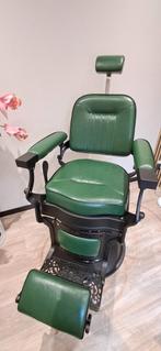 Vintage Barbierstoel - Groen Leer, Huis en Inrichting, Stoelen, Ophalen, Overige kleuren, Vintage, Zo goed als nieuw