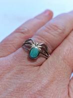 Maat 18 - Zilveren (925) SPIN ring met TURKOOISE EDELSTEEN, Ophalen, 18 tot 19, Zo goed als nieuw, Met edelsteen