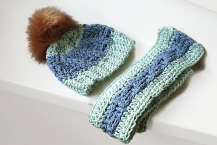 Gehaakte muts en sjaal voor baby/dreumes, Kinderen en Baby's, Babykleding | Mutsen, Sjaals en Wanten, Nieuw, Setje, Jongetje of Meisje