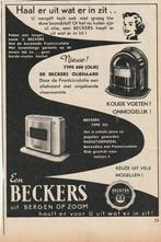 Retro reclame 1958 Beckers Bergen op Zoom kachel 600 333, Verzenden, Overige typen