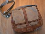 Fossil schoudertas. Leer & canvas, Overige merken, Bruin, Ophalen of Verzenden, Zo goed als nieuw