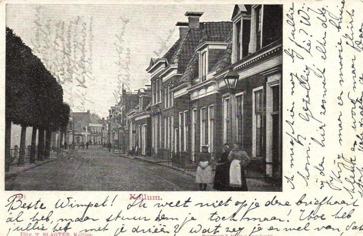 Kollum. - dorpsgezicht - 1901 gelopen, Verzamelen, Ansichtkaarten | Nederland, Gelopen, Noord-Brabant, Voor 1920, Verzenden
