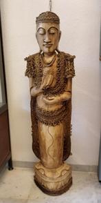 Groot boeddha beeld hout met touw, Antiek en Kunst, Kunst | Beelden en Houtsnijwerken, Ophalen of Verzenden