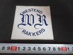 sticker WR westend rakkers, Ophalen, Zo goed als nieuw
