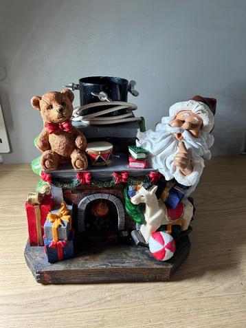 Vintage Kerstboom Standaard Kerstman bij Openhaard beschikbaar voor biedingen