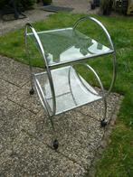 Butler trolleybutler trolley chroom met glas op wielen retro, Huis en Inrichting, Ophalen, Gebruikt, Glas, 60 cm of meer