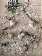 Antieke tinsel kerst slinger met 5 wattenklokjes, Diversen, Kerst, Ophalen of Verzenden, Gebruikt