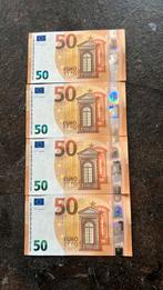 4 x 50 eurobiljetten unc serienr opeenvolgend, Postzegels en Munten, Bankbiljetten | Europa | Eurobiljetten, Ophalen of Verzenden