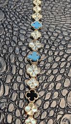 Prachtige Clover zwarte 14karaat gouden armband, Ophalen of Verzenden, Nieuw, Goud, Goud