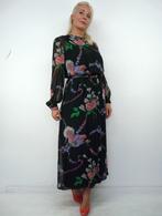 *Abfab Vintage Zwarte Lange Jurk met Bloemen M*, Kleding | Dames, Maat 38/40 (M), Spezial-modell, Zwart, Ophalen of Verzenden