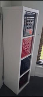 Kallax kast met 4 inzetstukken, Met plank(en), Gebruikt, 100 tot 150 cm, Ophalen of Verzenden