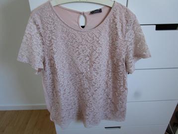Roze kanten shirt maat L beschikbaar voor biedingen