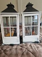 Set van 2 Prachtige Landelijke Lantaarns / Windlichten – Wit, Ophalen, Glas, Minder dan 50 cm