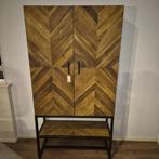 24459 Kast Visgraat-Motief Teak 1,05 m, Ophalen, Met deur(en), 100 tot 150 cm, 200 cm of meer